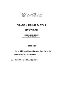 Grade 4 Prime Maths Materials List