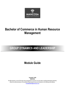 Group Dynamics and Leadership Module Guide - MANCOSA BCom HRM