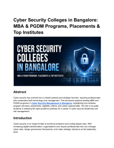 Cyber Security Colleges in Bangalore: MBA & PGDM Programs