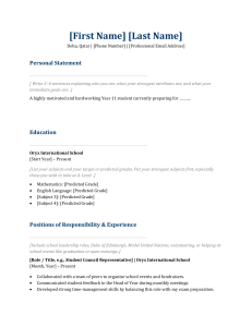 Student Resume Template for High School