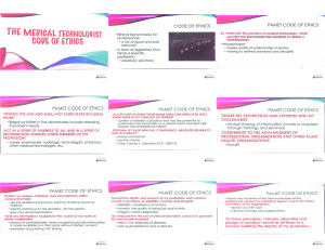 PAMET Code of Ethics for Medical Technologists
