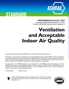 ANSI/ASHRAE 62.1-2022 Ventilation Standard