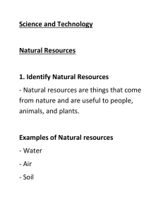 Natural Resources Lesson: Science and Technology