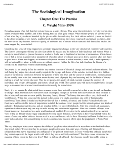 The Sociological Imagination: Chapter 1 by C. Wright Mills