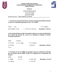 Examen de Mec&aacute;nica - Instituto Polit&eacute;cnico Nacional
