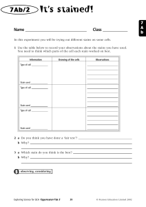 Cell Staining Experiment Worksheet