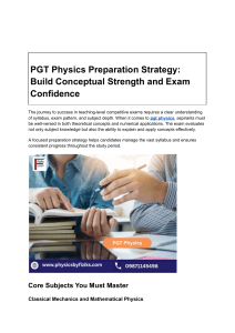 PGT Physics Preparation Strategy: Build Confidence