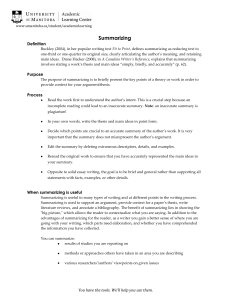 Summarizing Guide - University of Manitoba