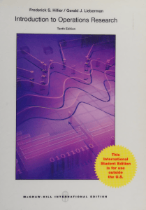 Introduction to Operations Research 10th Edition Textbook