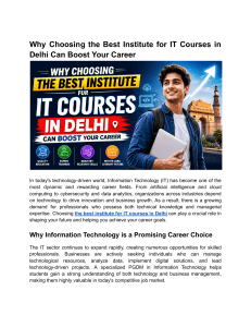 Why Choose the Best IT Institute in Delhi for Your Career