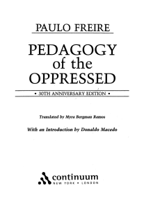 Pedagogy of the Oppressed: 30th Anniversary Edition