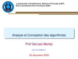 Analyse et Conception des algorithmes - Cours d'algorithmique