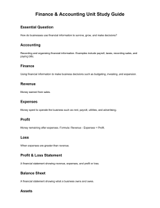 Finance & Accounting Unit Study Guide