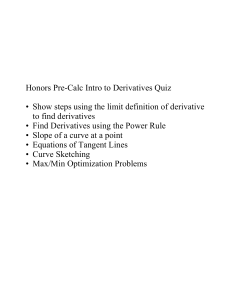 Honors Pre-Calc Intro to Derivatives Quiz