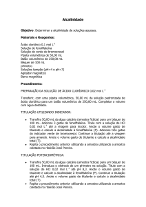 Alcalinidade: Procedimento de Determina&ccedil;&atilde;o Laboratorial