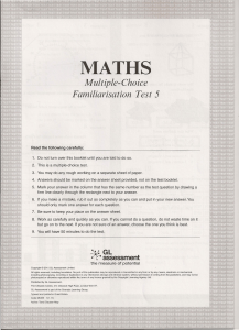 Maths Multiple-Choice Familiarisation Test 5