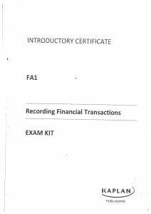 FA1 Recording Financial Transactions Exam Kit