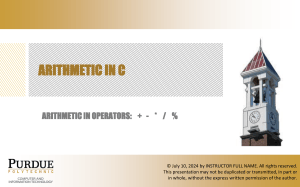 Arithmetic in C Operators Presentation