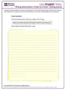 Writing Skills Practice: Letter to a Friend