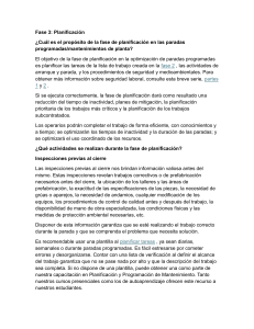 Fase 3: Planificaci&oacute;n en Paradas Programadas y Mantenimiento de Planta