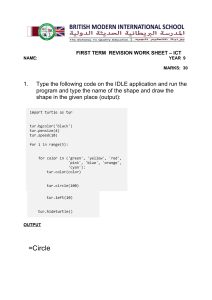 Year 9 ICT Revision Worksheet: Python Turtle Graphics