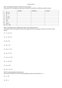 Algebra Practice Workbook