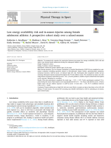 Low Energy Availability and Injuries in Female Adolescent Athletes
