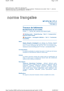 Norme NF DTU 52.1 P1-1 Rev&ecirc;tements de sol scell&eacute;s