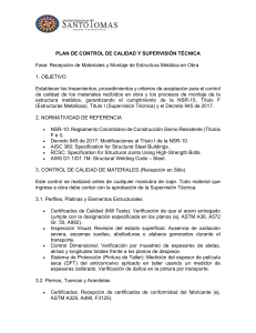 Plan de Control de Calidad para Estructuras Met&aacute;licas