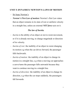 Unit 5: Dynamics/ Newton&rsquo;s Laws of Motion