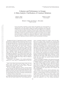 Cohesion and Performance in Groups: Meta-Analysis of Construct Relations