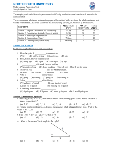 North South University Undergraduate Admission Test Sample Paper