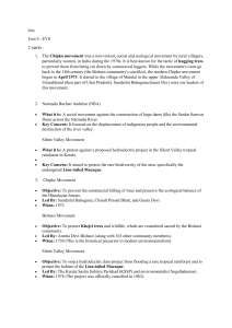 Unit 4 EVS Study Guide: Environmental Movements & Population