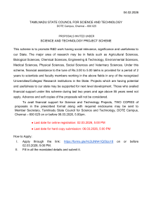 Tamilnadu Science & Technology Project Scheme 2025-2026 Proposals