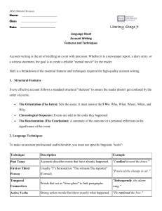 Account Writing Features & Techniques