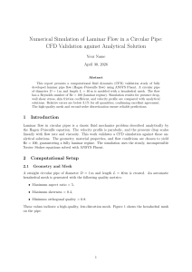 Numerical Simulation of Laminar Pipe Flow: CFD Validation