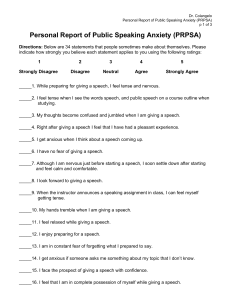 Public Speaking Anxiety Assessment (PRPSA)