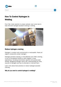 How to Control Hydrogen in Welding