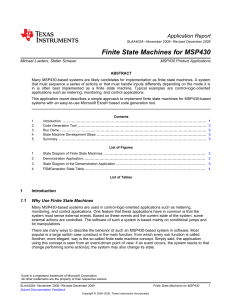 Finite State Machines for MSP430 Application Report