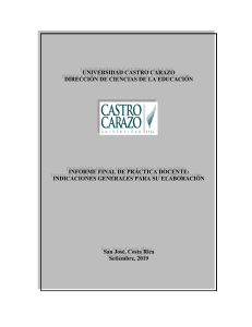 Gu&iacute;a para Elaborar Informe Final de Pr&aacute;ctica Docente - Universidad Castro Carazo