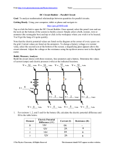 DC Circuit Builder Parallel Circuit Worksheet