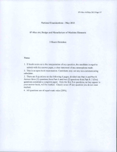 May 2013 National Exam: Design and Manufacture of Machine Elements