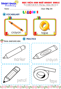 Bright Smile Academy Lesson 2 Vocabulary Worksheet