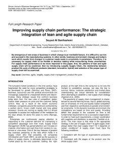 Improving Supply Chain Performance: Lean and Agile Integration