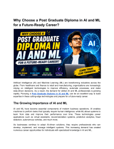Why Choose Post Graduate Diploma in AI and ML for Future-Ready Career