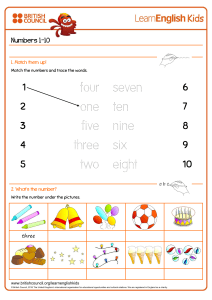 Numbers 1-10 Worksheet for Kids - British Council