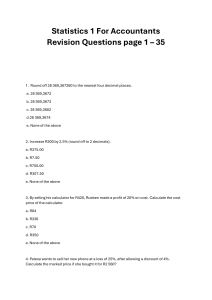 Statistics 1 For Accountants Revision Questions