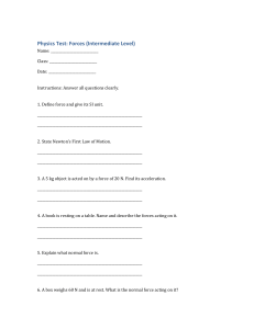 Physics Test: Forces (Intermediate Level)
