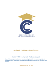 Maslow's Hierarchy in Child Development: Inclusive Education Assignment