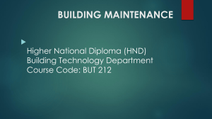 Building Maintenance HND Course Outline BUT 212